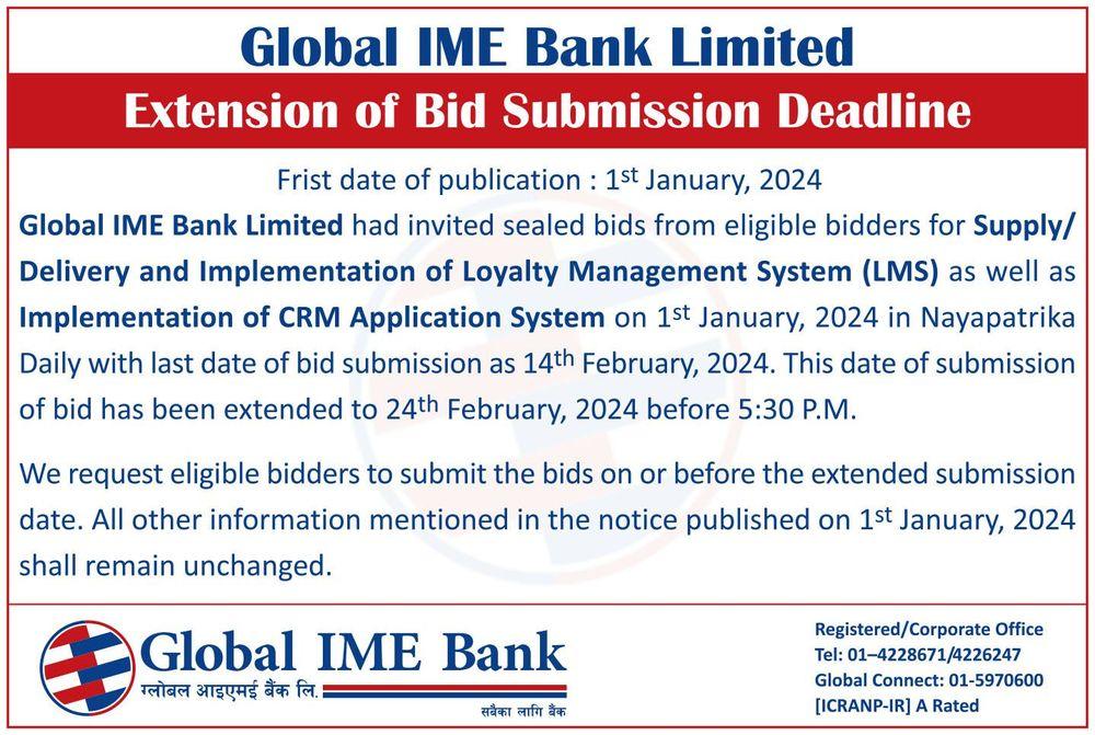 Extension of Bid Submission Deadline