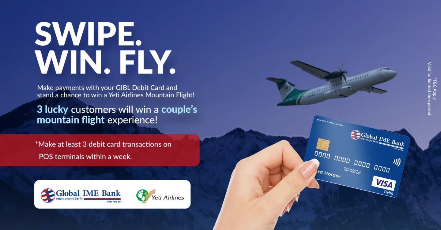 Using Global IME Bank Debit card in Pos Terminal, Lucky Couple can Get Free Mountain Flight Ticket.